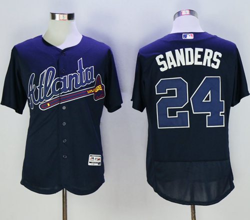 Braves #24 Deion Sanders Navy Blue Flexbase Authentic Collection Stitched MLB Jersey Braves #24 Deion Sanders Navy Blue Flexbase Authentic Collection Stitched MLB Jersey