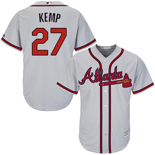 Braves #27 Matt Kemp Grey Cool Base Stitched Youth MLB Jersey
