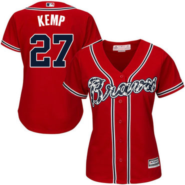 Braves #27 Matt Kemp Red Alternate Women's Stitched MLB Jersey Braves #27 Matt Kemp Red Alternate Women's Stitched MLB Jersey
