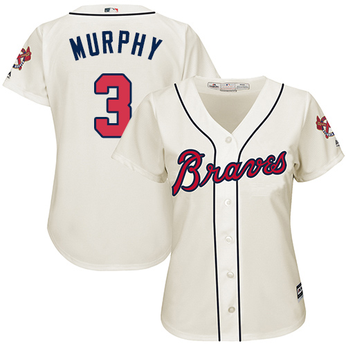 Braves #3 Dale Murphy Cream Alternate Women's Stitched MLB Jersey Braves #3 Dale Murphy Cream Alternate Women's Stitched MLB Jersey
