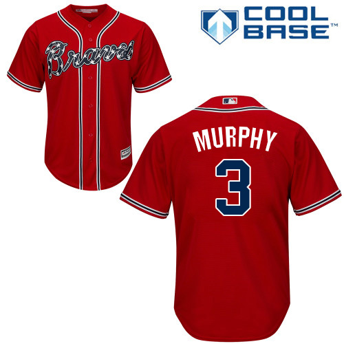 Braves #3 Dale Murphy Red Cool Base Stitched Youth MLB Jersey