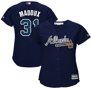 Braves #31 Greg Maddux Navy Blue Alternate Women's Stitched MLB Jersey Braves #31 Greg Maddux Navy Blue Alternate Women's Stitched MLB Jersey
