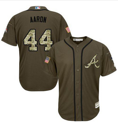 Braves #44 Hank Aaron Green Salute to Service Stitched MLB Jersey
