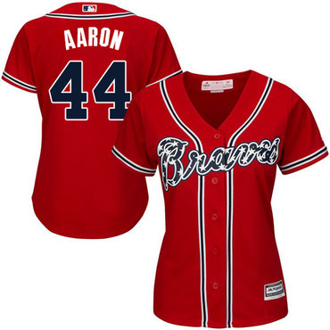 Braves #44 Hank Aaron Red Alternate Women's Stitched MLB Jersey