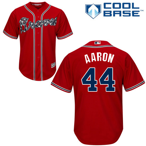 Braves #44 Hank Aaron Red Cool Base Stitched Youth MLB Jersey