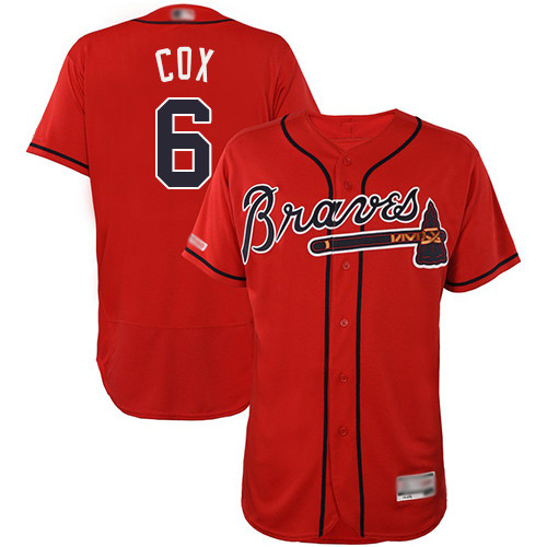 Braves #6 Bobby Cox Red Flexbase Authentic Collection Stitched Baseball Jersey Braves #6 Bobby Cox Red Flexbase Authentic Collection Stitched Baseball Jersey
