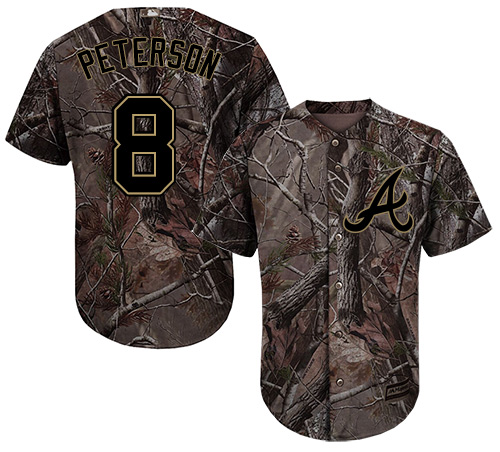 Braves #8 Jace Peterson Camo Realtree Collection Cool Base Stitched Baseball Jersey