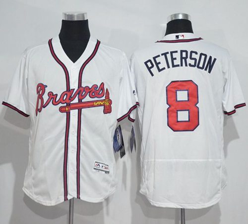 Braves #8 Jace Peterson White Flexbase Authentic Collection Stitched MLB Jersey Braves #8 Jace Peterson White Flexbase Authentic Collection Stitched MLB Jersey