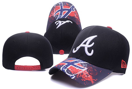 Braves Team Logo Black Snapback Adjustable Hat