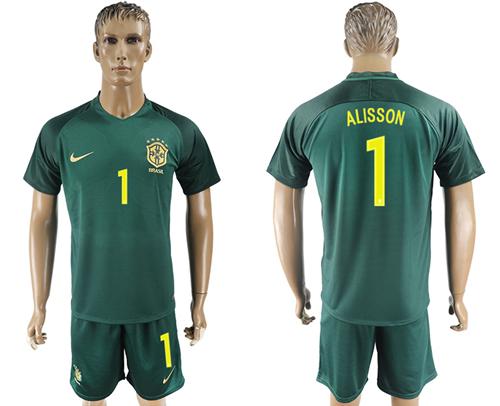 Brazil #1 Alisson Away Soccer Country Jersey