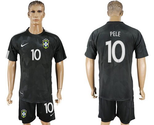 Brazil #10 Pele Black Soccer Country Jersey Brazil #10 Pele Black Soccer Country Jersey