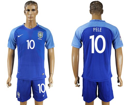 Brazil #10 Pele Blue Soccer Country Jersey Brazil #10 Pele Blue Soccer Country Jersey