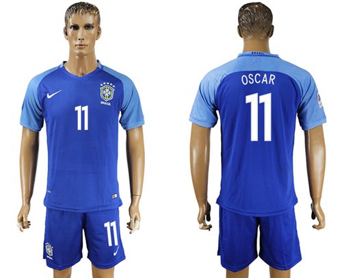 Brazil #11 Oscar Blue Soccer Country Jersey Brazil #11 Oscar Blue Soccer Country Jersey