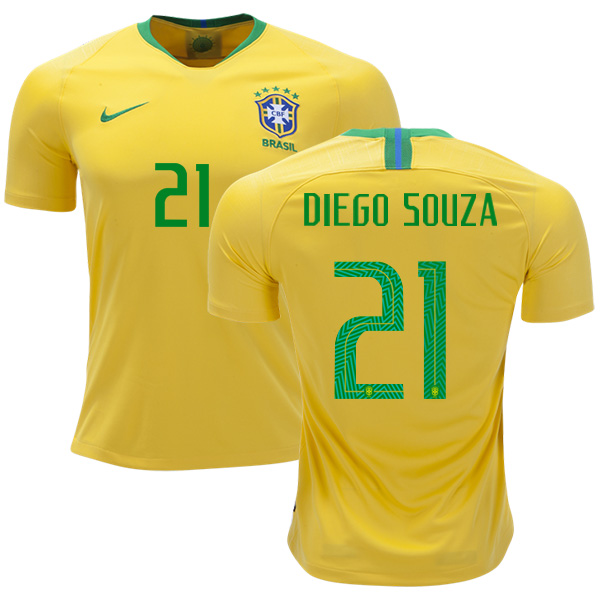 Brazil #21 Diego Souza Home Soccer Country Jersey Brazil #21 Diego Souza Home Soccer Country Jersey