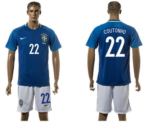 Brazil #22 Coutonho Away Soccer Country Jersey Brazil #22 Coutonho Away Soccer Country Jersey