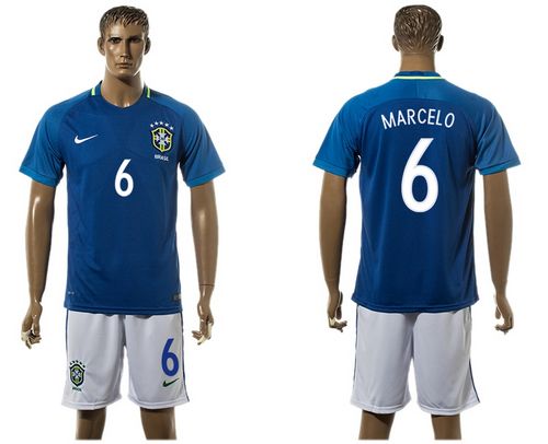 Brazil #6 Marcelo Away Soccer Country Jersey Brazil #6 Marcelo Away Soccer Country Jersey