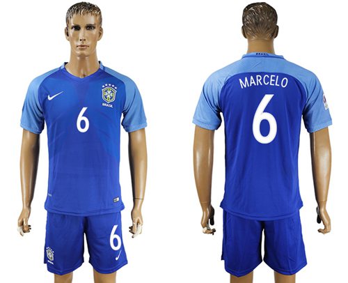 Brazil #6 Marcelo Blue Soccer Country Jersey Brazil #6 Marcelo Blue Soccer Country Jersey