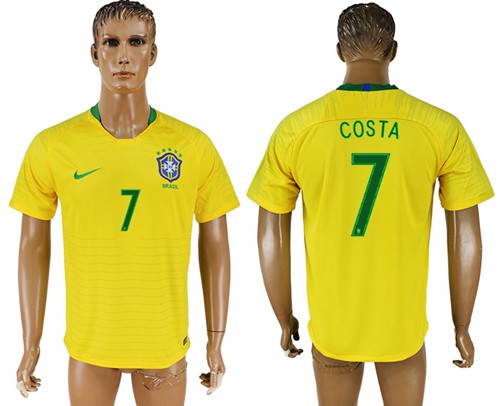 Brazil #7 Costa Home Soccer Country Jersey Brazil #7 Costa Home Soccer Country Jersey