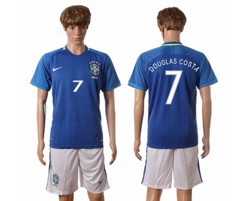 Brazil #7 Douglas Costa Away Soccer Country Jersey