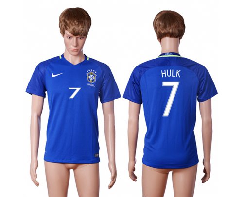 Brazil #7 Hulk Away Soccer Country Jersey Brazil #7 Hulk Away Soccer Country Jersey