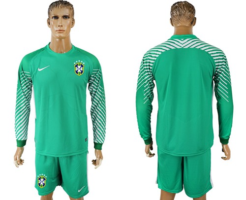 Brazil Blank Green Goalkeeper Long Sleeves Soccer Country Jersey Brazil Blank Green Goalkeeper Long Sleeves Soccer Country Jersey