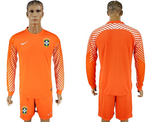 Brazil Blank Orange Goalkeeper Long Sleeves Soccer Country Jersey Brazil Blank Orange Goalkeeper Long Sleeves Soccer Country Jersey