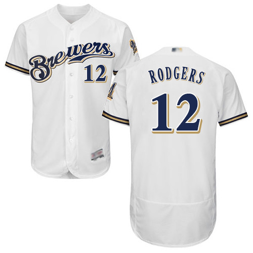 Brewers #12 Aaron Rodgers White Flexbase Authentic Collection Stitched Baseball Jersey Brewers #12 Aaron Rodgers White Flexbase Authentic Collection Stitched Baseball Jersey