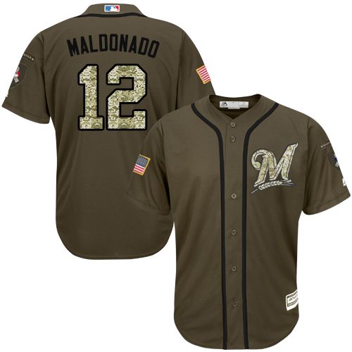 Brewers #12 Martin Maldonado Green Salute to Service Stitched Youth MLB Jersey Brewers #12 Martin Maldonado Green Salute to Service Stitched Youth MLB Jersey