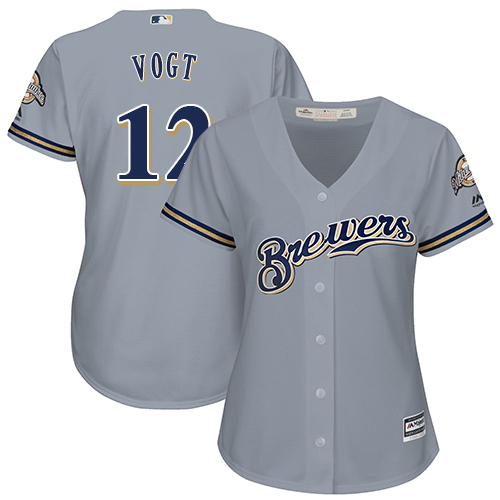 Brewers #12 Stephen Vogt Grey Road Women's Stitched MLB Jersey Brewers #12 Stephen Vogt Grey Road Women's Stitched MLB Jersey