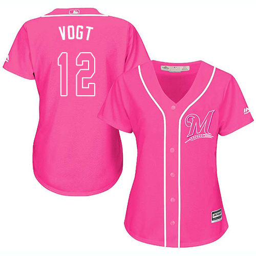 Brewers #12 Stephen Vogt Pink Fashion Women's Stitched MLB Jersey Brewers #12 Stephen Vogt Pink Fashion Women's Stitched MLB Jersey