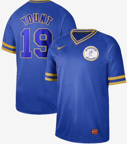 Brewers #19 Robin Yount Royal Authentic Cooperstown Collection Stitched Baseball Jersey Brewers #19 Robin Yount Royal Authentic Cooperstown Collection Stitched Baseball Jersey