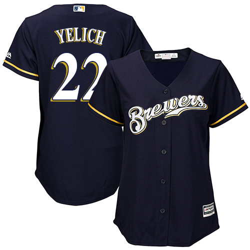 Brewers #22 Christian Yelich Navy Blue Alternate Women's Stitched MLB Jersey Brewers #22 Christian Yelich Navy Blue Alternate Women's Stitched MLB Jersey