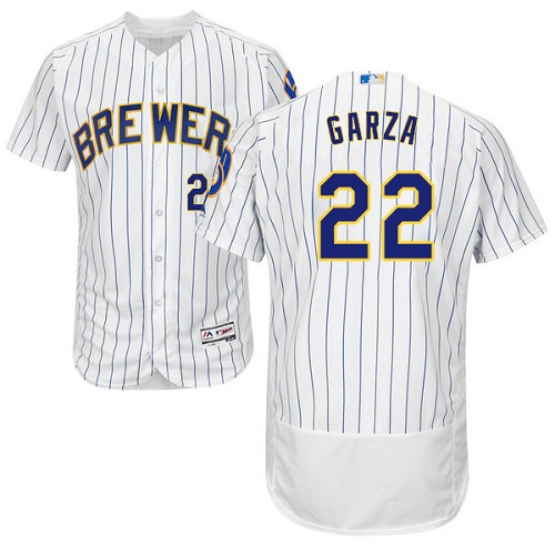 Brewers #22 Matt Garza White Strip Flexbase Authentic Collection Stitched MLB Jersey Brewers #22 Matt Garza White Strip Flexbase Authentic Collection Stitched MLB Jersey