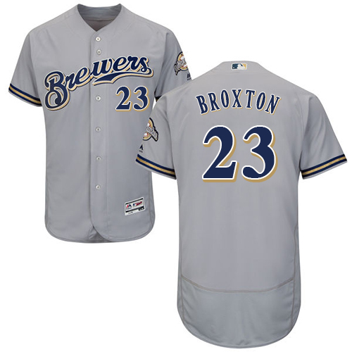 Brewers #23 Keon Broxton Grey Flexbase Authentic Collection Stitched Baseball Jersey
