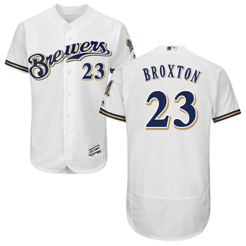 Brewers #23 Keon Broxton White Flexbase Authentic Collection Stitched Baseball Jersey Brewers #23 Keon Broxton White Flexbase Authentic Collection Stitched Baseball Jersey