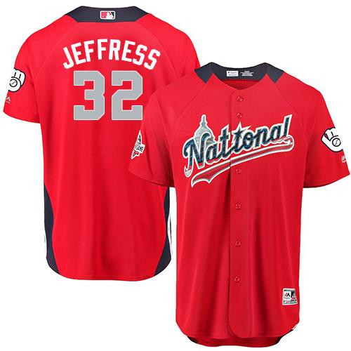 Brewers #32 Jeremy Jeffress Red 2018 All-Star National League Stitched Baseball Jersey Brewers #32 Jeremy Jeffress Red 2018 All-Star National League Stitched Baseball Jersey