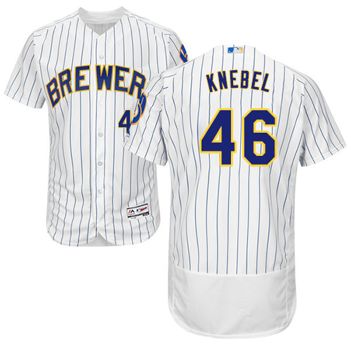 Brewers #46 Corey Knebel White Strip Flexbase Authentic Collection Stitched MLB Jersey Brewers #46 Corey Knebel White Strip Flexbase Authentic Collection Stitched MLB Jersey