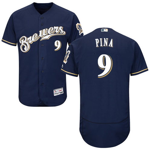 Brewers #9 Manny Pina Navy Blue Flexbase Authentic Collection Stitched Baseball Jersey Brewers #9 Manny Pina Navy Blue Flexbase Authentic Collection Stitched Baseball Jersey