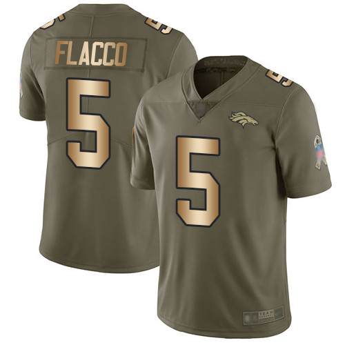 Broncos #5 Joe Flacco Olive Gold Youth Stitched Football Limited 2017 Salute to Service Jersey Broncos #5 Joe Flacco Olive Gold Youth Stitched Football Limited 2017 Salute to Service Jersey