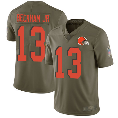 Browns #13 Odell Beckham Jr Olive Men's Stitched Football Limited 2017 Salute To Service Jersey Browns #13 Odell Beckham Jr Olive Men's Stitched Football Limited 2017 Salute To Service Jersey