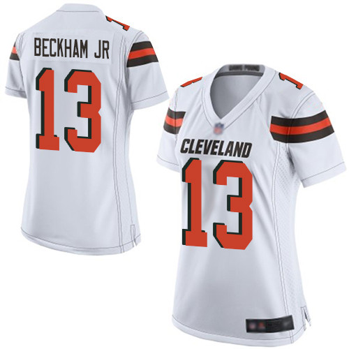 Browns #13 Odell Beckham Jr White Women's Stitched Football New Elite Jersey Browns #13 Odell Beckham Jr White Women's Stitched Football New Elite Jersey