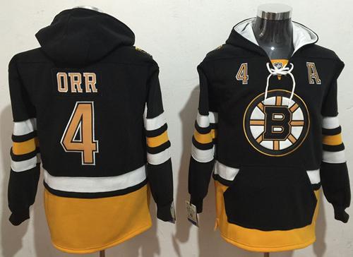 Bruins #4 Bobby Orr Black Name & Number Pullover NHL Hoodie Bruins #4 Bobby Orr Black Name & Number Pullover NHL Hoodie