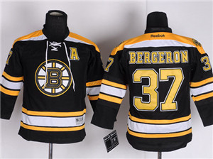 Bruins 37 Patrice Bergeron Black Youth Reebok Jersey