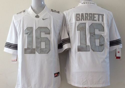 Buckeyes #16 J. T. Barrett White Limited Platinum Stitched Custom Youth NCAA Jersey