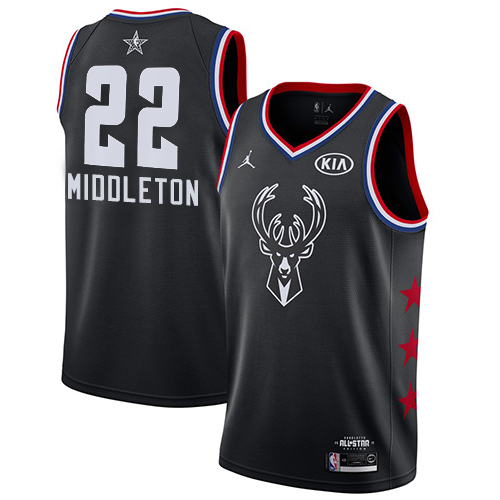 Bucks #22 Khris Middleton Black Youth Basketball Jordan Swingman 2019 All-Star Game Jersey