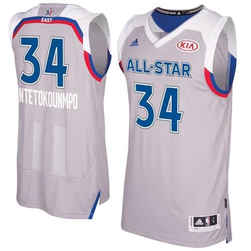 Bucks #34 Giannis Antetokounmpo Gray 2017 All Star Stitched NBA Jersey