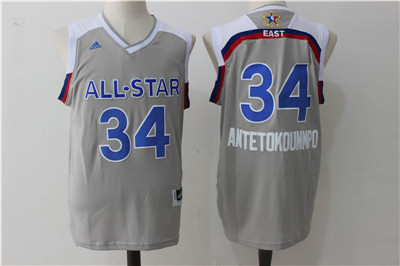 Bucks #34 Giannis Antetokounmpo Gray 2017 All Star Stitched NBA Jersey