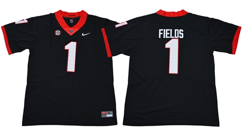 Bulldogs #1 Justin Fields Black Limited Stitched NCAA Jersey Bulldogs #1 Justin Fields Black Limited Stitched NCAA Jersey