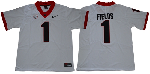 Bulldogs #1 Justin Fields White Limited Stitched NCAA Jersey Bulldogs #1 Justin Fields White Limited Stitched NCAA Jersey
