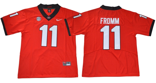 Bulldogs #11 Jake Fromm Red Limited Stitched NCAA Jersey Bulldogs #11 Jake Fromm Red Limited Stitched NCAA Jersey
